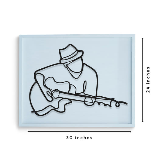 Guitarist Line Art - Premium CNC Metal Wall Art