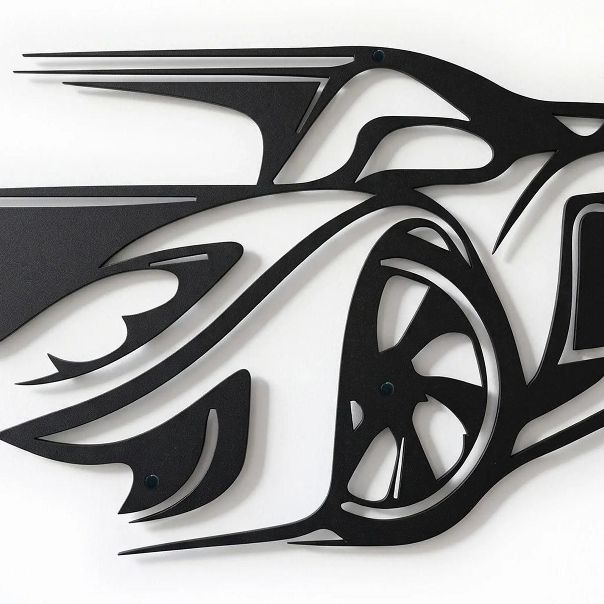 sports car metal art closeup
