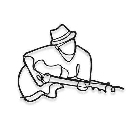 Guitarist Line Art - Premium CNC Metal Wall Art