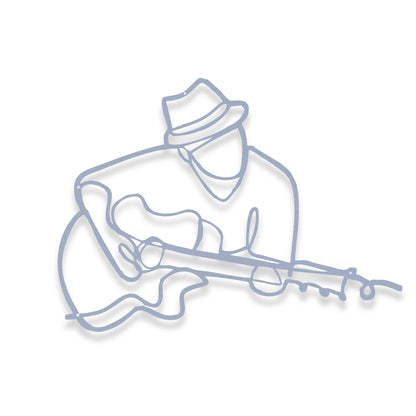 Guitarist Line Art - Premium CNC Metal Wall Art