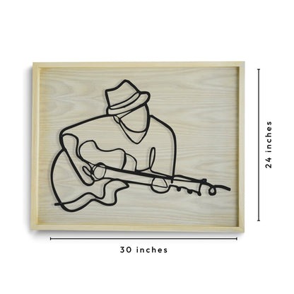 Guitarist Line Art - Premium CNC Metal Wall Art