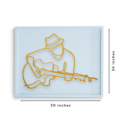 Guitarist Line Art - Premium CNC Metal Wall Art